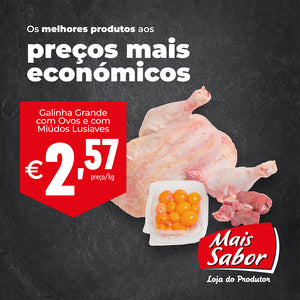 Galinha grande com ovos e miudos da lusiaves   mais sabor